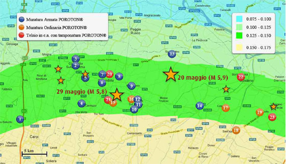 Edifici in laterizio POROTON sottoposti a verifica dopo il sisma del 2012 in Emilia